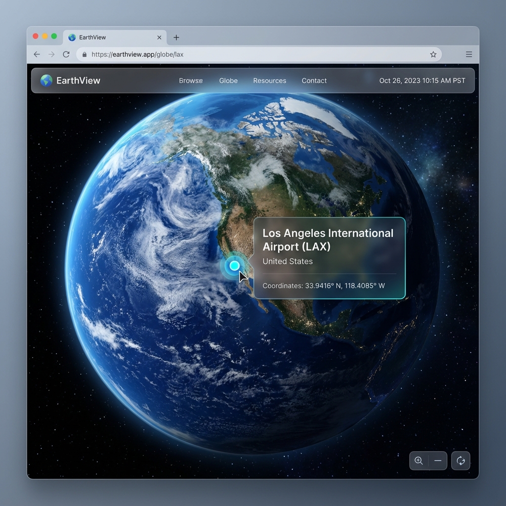 Hover over an airport to see its name and location